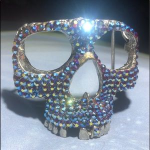 Swarovski Crystal Custom Skull Belt Buckle